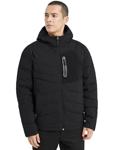 HARD LAND Men's Lightweight Puffer Jacket Insulated Water-Resistant Outdoor Winter Down Jacket for Men Hooded Black L - Image 4