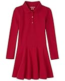 The Children's Place Girls' Uniform Long Sleeve Pique Polo Dress Ruby XXL (16)