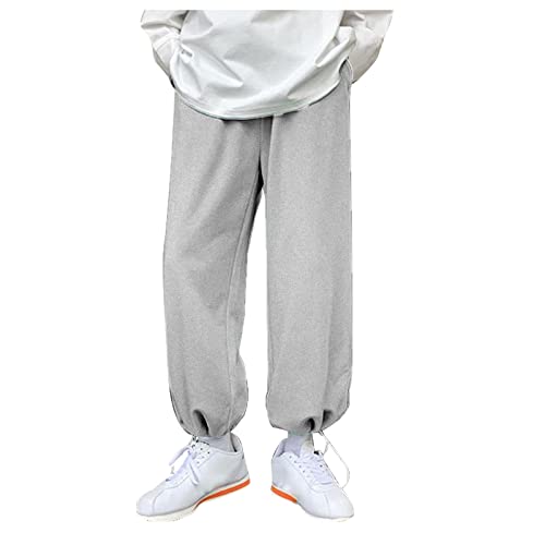 Pantalones de chándal para hombre de pierna recta, pantalones de chándal para hombre, de algodón, corte holgado, con cordón, cintura elástica, pantalones de deporte, para primavera, verano, largos,