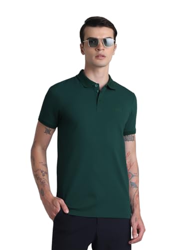 Image of JACK & JONES Men's Cotton Solid Slim Fit Polo T-Shirt