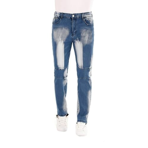 Jeans Pants Trousers Denim Stretch Slim Fit Spray Paint Dots Personalized Graffiti Retro Blue Trendy Street Casual Commuting Straight Leg for Men(Light Blue,29)4