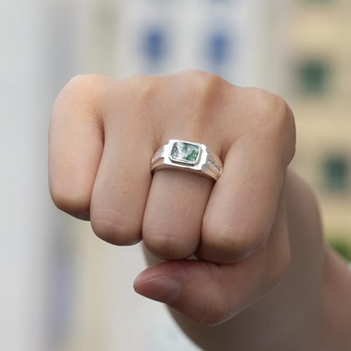 Emerald Cut Men's Gemstone Rings 10K 14K 18K Solid Gold Custom 2-5 Carats Gemstone Mens Gold Ring Statement Engagement Wedding Anniversary Ring for Him Ring Size US 4-163