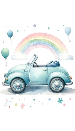Heimisch Wunder Póster para habitación infantil con diseño de coche alegre, decoración colorida y divertida para los pequeños fans de los vehículos, decoración de habitación de bebé