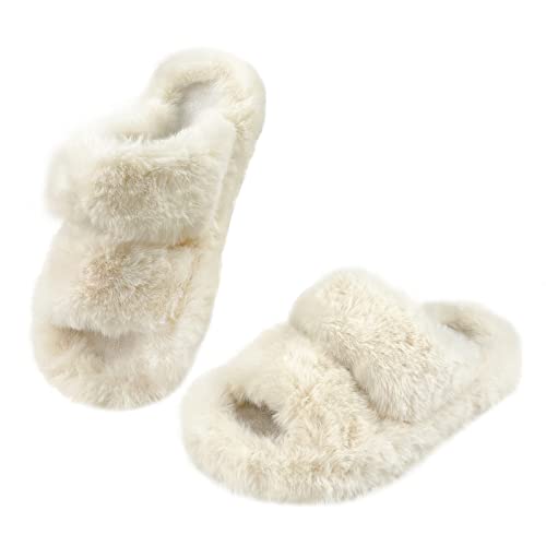 unisoul Hausschuhe Damen - Winter Offene Zehe Soft Plüsch Hausschuhe Warme...
