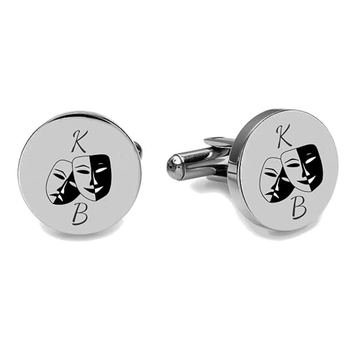 Mancuernillas Plata Grabadas Máscaras Comedia y Tragedia miniatura 3