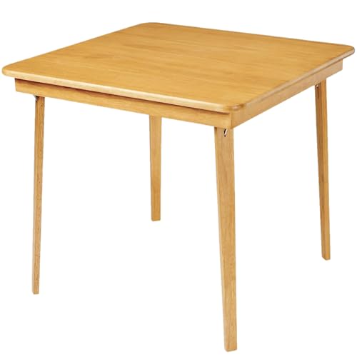 Stakmore Classic Straight Edge Wooden Folding Card Table 32x32 - No Assembly Foldable Square Table, Bridge, Board Game, Steel Mechanism, Folding Legs, Space-Saving, Oak Frame