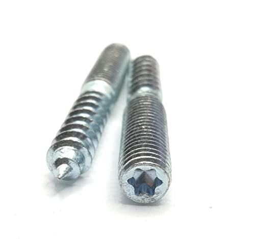 Image of Hanger Bolt M8x60 Silvery Double Headed Bolt Self-Tapping Screw for Furniture 12Pcs