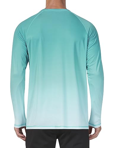 KPSUN Mens Swim Shirts UPF 50+ Rash Guard Long Sleeve Sun UV Protection Beach Shirts Quick Dry Fishing T-Shirt（Light Green,Large3