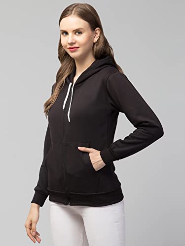 Image of Women's Solid Casual Zipper Cotton Relaxed Fit Sweatshirt for Winter