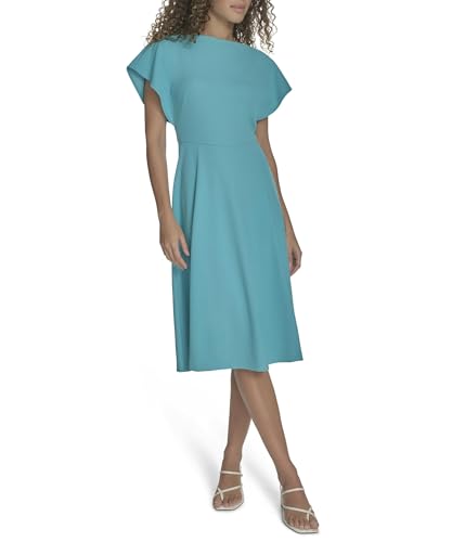 Image of Calvin Klein Scuba Crepe Boat Neck Midi