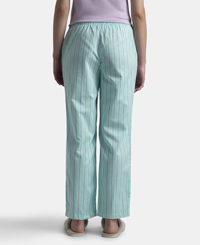 Image of Jockey RX06 Women's Super Combed Cotton Woven Fabric Relaxed Fit Striped Pyjama with Side Pockets (Checks & Prints May Vary)