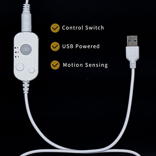 Image of Kanemc COB LED Strip Light Natural White 16.4ft, 5V Motion Sensor Led Rope Lights 4000K, USB Powered, High CRI, Flexible, Dimmable Lighting for Bedroom, Wine Shelf, Kitchen Cabinet, Home DIY