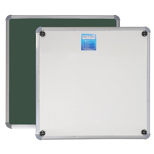 Image of Roger & Moris Aluminium Framed Chalk Board - Non Magnetic, Lightweight for Home, Office and School (Green, Size : 3 feet X 3 feet)