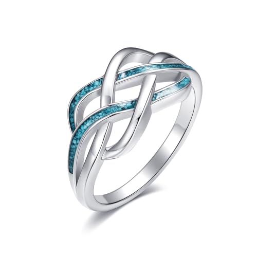 Bague nœud celtique turquoise en argent - Cadeau d'anniversaire romantique pour femme