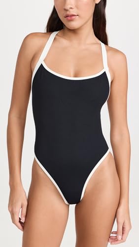L*Space Ribbed Baewatch One Piece Swimsuit for Women, Classic Coverage, Low Back with Criss Cross Straps & Scoop Neck2