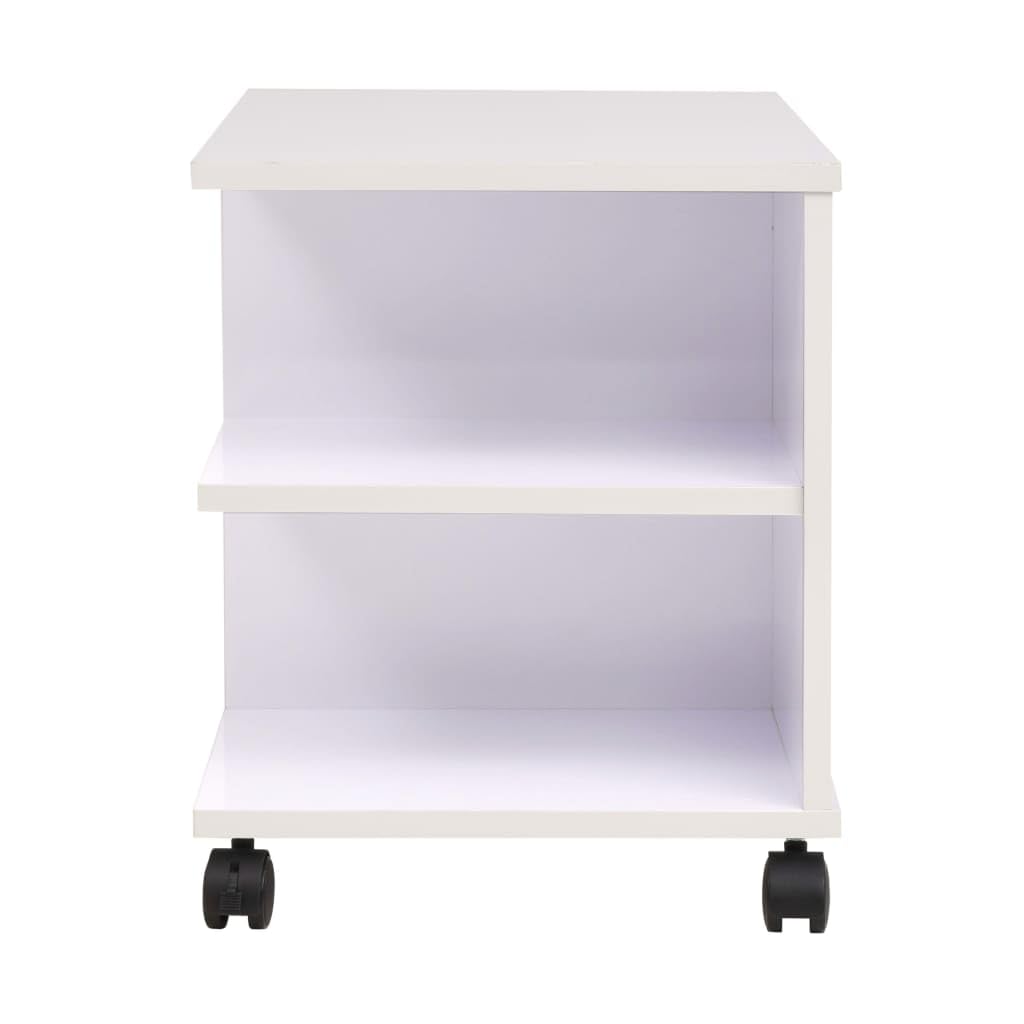 Beistelltisch mit Rollen 50x35x42 cm, Rollwagen für Büro und Wohnzimmer, kompakter Couchtisch mit Ablagefächern, moderner Ablagetisch aus Holzwerkstoff, Weiß
