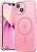 Natiiozie Magnetica Cover per iPhone 13/iPhone 14 Compatibile con MagSafe Custodia Traslucida Opaca Posteriore, Antiurto Anti-impronta Resistente ai Graffi Protettiva Case,Rosa