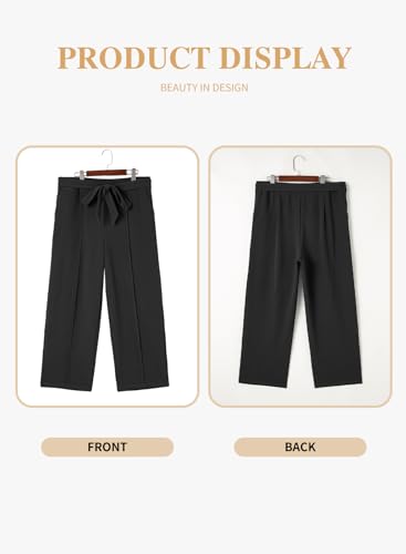 Eytino Plus Size Pants for Women Casual High Waisted Tie Knot Loose Work Pant Lounge Trousers with Pockets(1X-5X)4