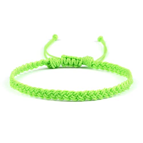 OKGD Pulsera trenzada de 26 estilos hecha a mano con línea de cera, ajustable, regalo de joyería para amigos, mujeres y hombres, pulseras al por mayor, verde fluorescente