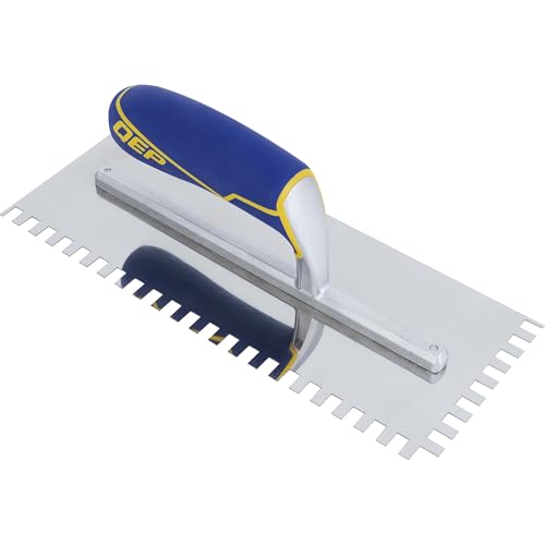 QEP Comfort Grip Stainless Steel Trowel Square-Notch 1/4' x 3/8' x 1/4'