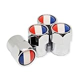 国旗デザイン アルミ合金製 エアバルブキャップ 車用 4個セット タイヤキャップ 防塵カバー 自動車 汎用 タイヤ フランス プジョー ルノー シトロエン DSオート アルピーヌトリコロール シール デカール エンブレム アルミ 車