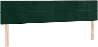 vidaXL LED Headboard Bedroom Furniture Bed Accessory Double Headboard Bed Frame Interior Dark Green 160 x 5 x 78/88 cm Velvet