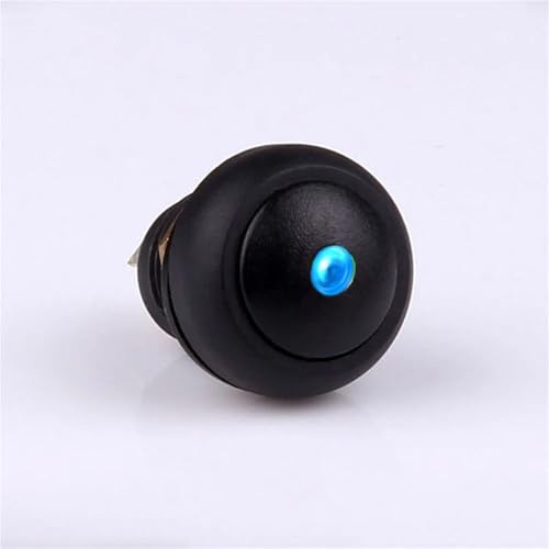 Interrupteur bouton poussoir autobloquant 12V 12mm IP67 LED bleue 2.4V