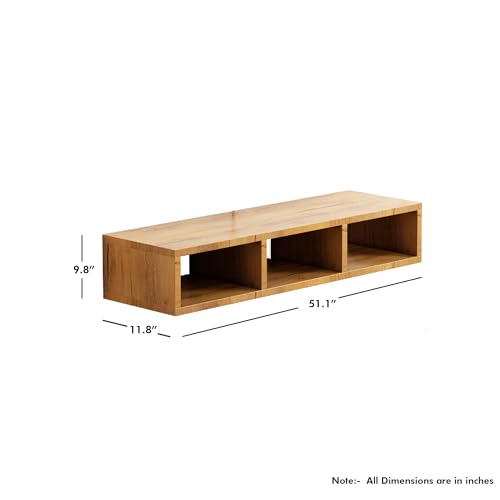 Image of TV Unit for Living Room 30 to 52 Inch, Engineered Wood TV Unit Wall Mounted Entertainment Unit Set Top Box Stand with Storage Shelves for Books & Decor Unit for Bedroom (Giant Wood)