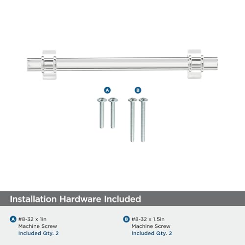 Image of Amerock | Cabinet Pull | Polished Chrome | 5-1 /16 inch (128 mm) Center to Center | Davenport | 1 Pack | Drawer Pull | Drawer Handle | Cabinet Hardware
