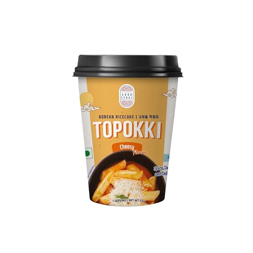 Good Seoul Korean Food Company Rice Cake Topokki Cheese Flavour • Spicy, Sweet and Delicious K-Food • Made in Korea, 4 oz ℮ 113 g