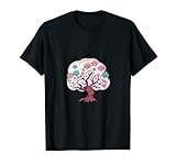 Kawaii - Árbol de la vida, diseño de cerezo, color rosa y azul Camiseta