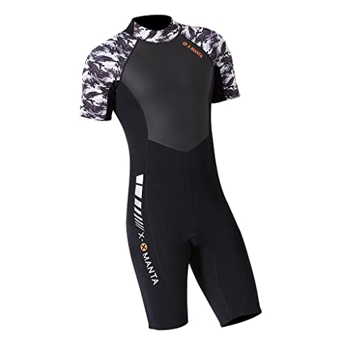 pistro Roupa de mergulho masculina completa de neoprene de 1,5 mm, mergulho com snorkel, roupa de ba