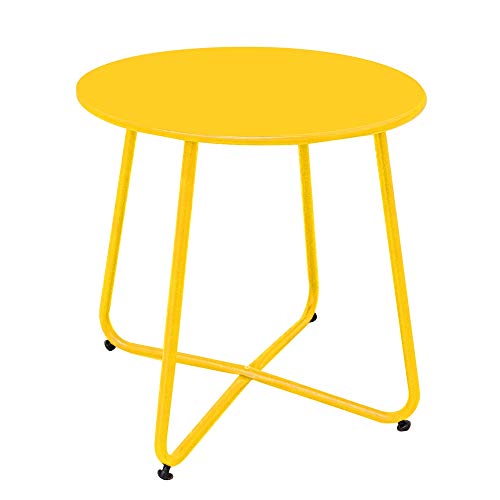 LOLAhome Mesa Auxiliar de jardín y Exterior de Acero de ø 45x45 cm (Mostaza)