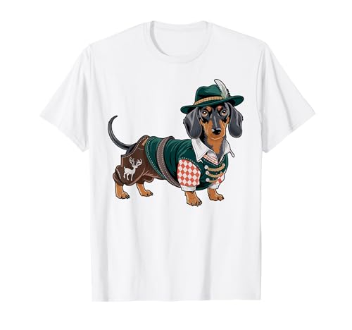 Bayerischer Dackel Lederhose Trachtenhemd Tracht Bayern Hund T-Shirt