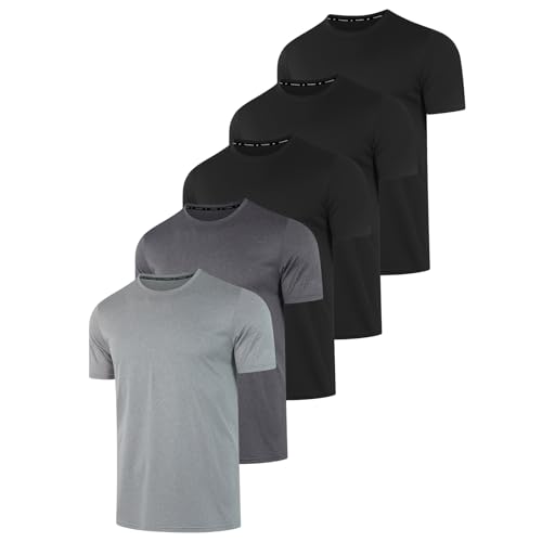 5 Pack Workout Shirts for Men T Shirts Quick Dry UPF 50+ Sun Protection Athletic Short Sleeve Tops Lightweight Summer Tee