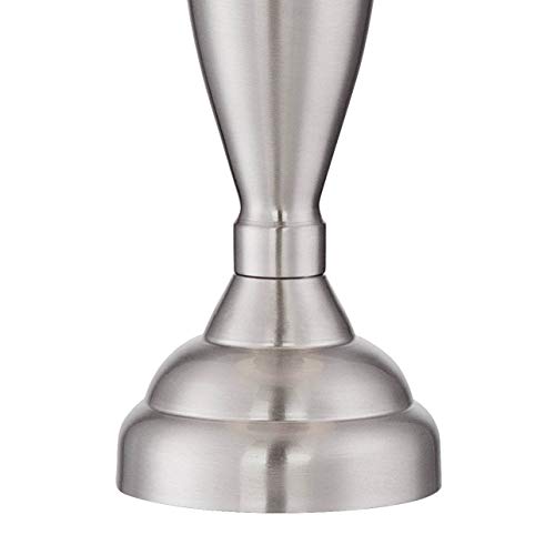 Regency Hill Blair Traditional Table Lamps 25" Tall Set Of 2 With Dimmers Brushed Nickel Metal Candlestick White Fabric Drum Shade For Bedroom Living Room House Bedside Nightstand Office #TOP4