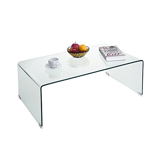 Panana Clear Tempered Glass Coffee Table 100cm Length Compact Living Room Side End Table