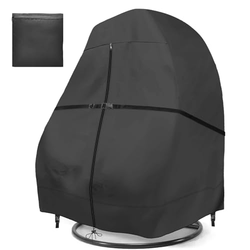 skyfiree Egg Chair Cover Double 420D Oxford Patio Hanging Egg Chair Cover Waterproof Cover for Outdoor Porch Wicker Egg Chair 91x80 Inches (Black)