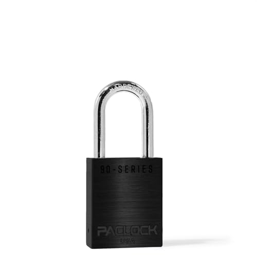 Image of PACLOCK's SR-90A Padlock, 1-1 /2 inch Tall Hardened Steel Shackle, High Performance 6-Pin Cylinder, Keyed Differently w / 2 Keys, Black