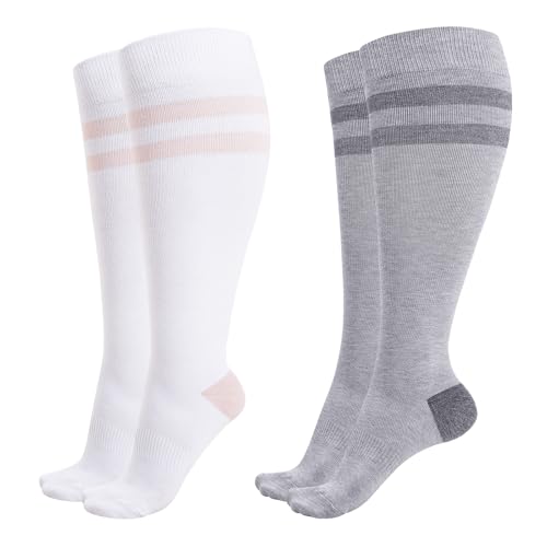 Momcozy Compression Socks for Women Wide Calf 15-20mmHg Knee High Support Socks for Pregnancy Nurses Travel Flying