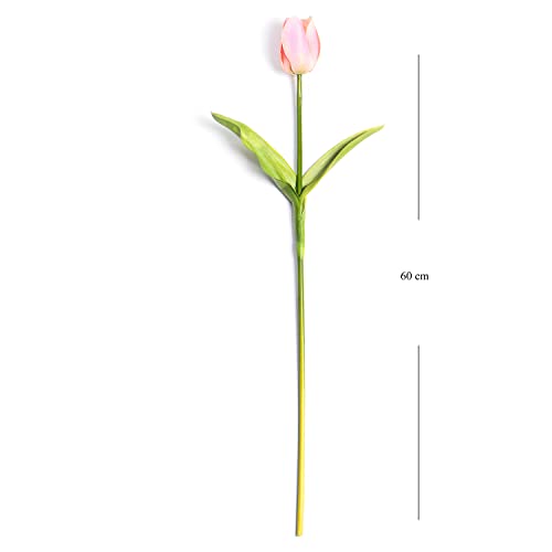 Image of PURE HOME + LIVING Pink Faux Tulip Spray (Made of Plastic, Wire and Fabric) for Home, Office and Living Room Decorations (Without Vase)(Height-60cm) Pack of 1