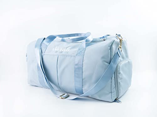Personalized Travel Bag for Women, Bridesmaid Gift Bag, Weekender Bag with Embroidered Name, Monogram Overnight Duffle Bag with Shoe Compartment and Wet Pocket for Airplane,Gym,Dance,Overnight (Blue)3
