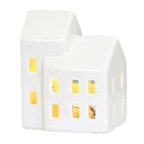 GINTBN Weihnachtsdorfhäuser, weiße Keramik, beleuchtete Weihnachtshäuser, beleuchtete Weihnachtsdorf-Tischdekorationen für Winterferien, Party, Weihnachten