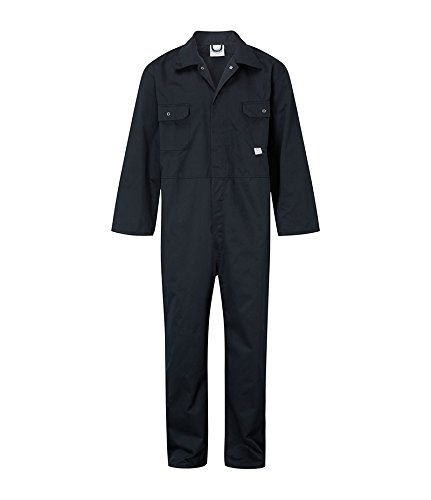 FortFort - Stud Front Coverall - 240gsm Durable Work Overalls - with Action Back Elastication & Multiple Pockets - Hardwearing Polycotton Construction - Comfortable Clothing Protection, Navy, 52 Inches
