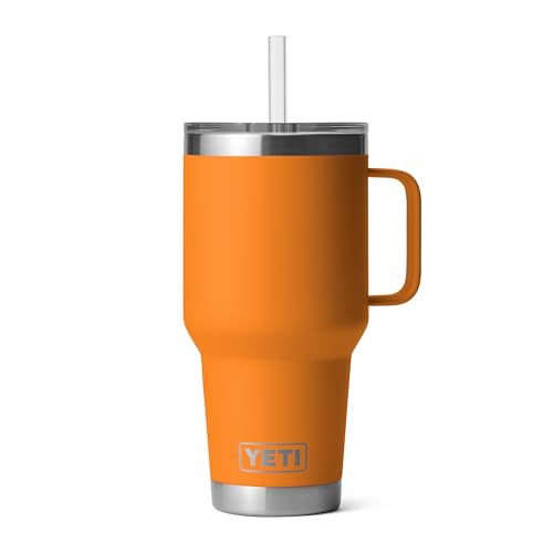 YETI Rambler 35 oz Tumbler with Handle and Straw Lid, Travel Mug Water Tumbler, Vacuum Insulated Cup with Handle, Stainless Steel, King Crab