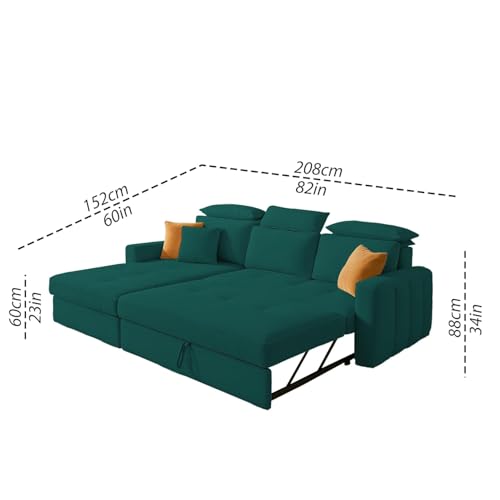 Image of Casaliving Gagnon LHS 4 Seater L Shape Corner Sofa Cum Bed for Living Room (Pine Fabric) Premium Fabric Sofa