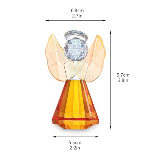 HDCRYSTALGIFTS 3.5inch Crystal Guardian Angel Figurine,Champagne Angel Paperw...