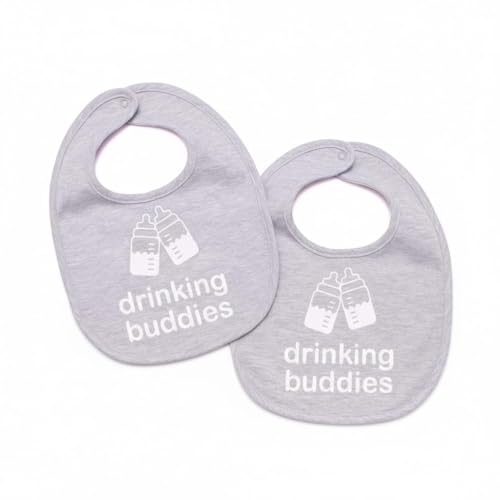 100% Cotton Drinking Buddies Twin Bibs for Babies – Soft,