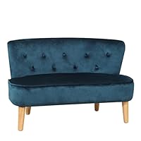 PWTJ Kids Sofa & Couch, Soft Velvet Upholstered, Stylish for Children's Room Decor, Perfect for Small Spaces - Play Couch for Toddlers 1-3 (Blue)