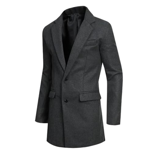 Men's Outerwears Casual Suit Lapel Coat Solid Jackets Mid-length Single-Breasted Suits4